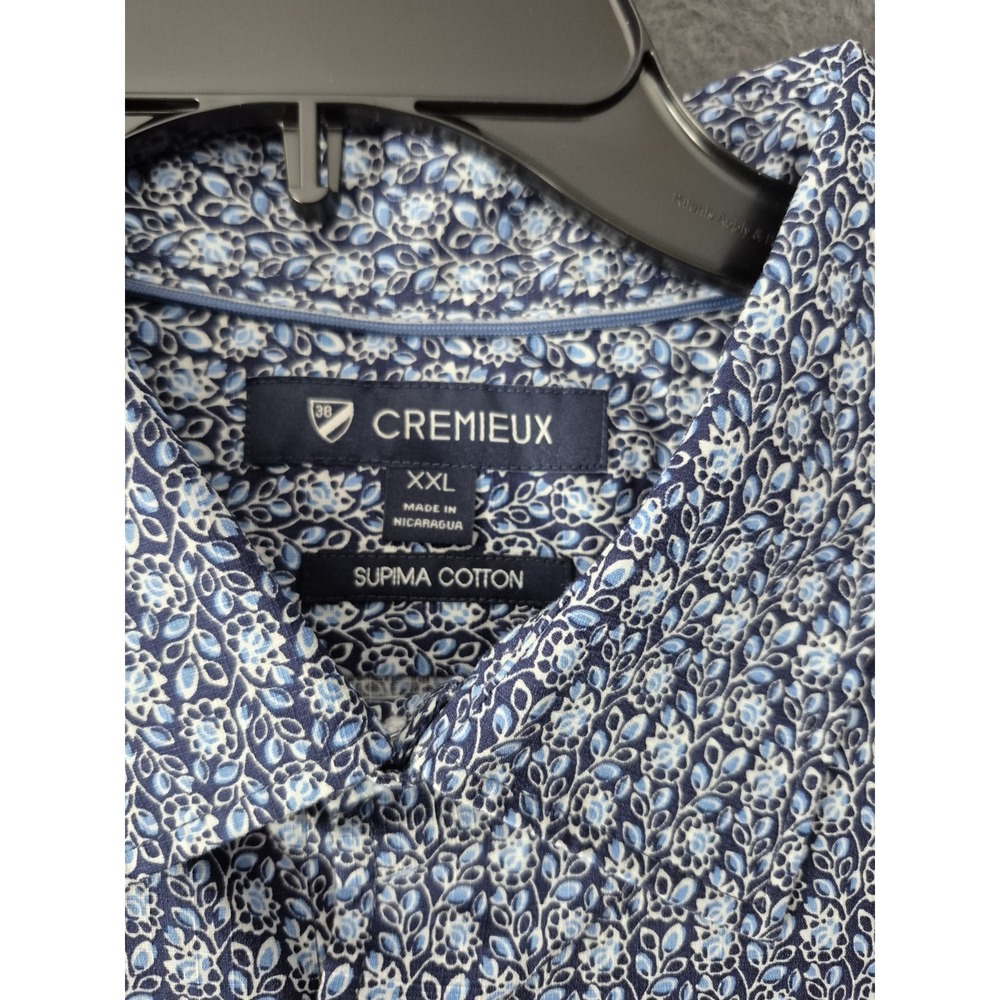 Cremieux Supima Cotton Blue Floral Print Short Sleeve Button‎ Up Shirt XXL NEW